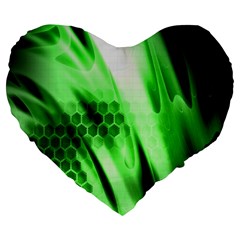 Abstract Background Green Large 19  Premium Heart Shape Cushions by Simbadda