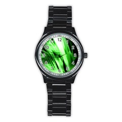 Abstract Background Green Stainless Steel Round Watch by Simbadda