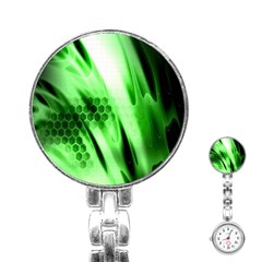 Abstract Background Green Stainless Steel Nurses Watch by Simbadda