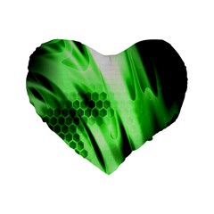 Abstract Background Green Standard 16  Premium Flano Heart Shape Cushions by Simbadda