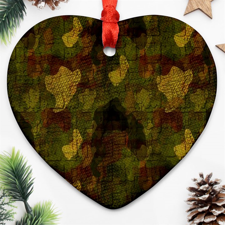 Textured Camo Heart Ornament (Two Sides)