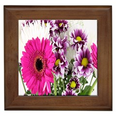 Purple White Flower Bouquet Framed Tiles