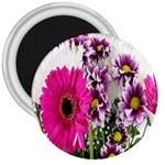 Purple White Flower Bouquet 3  Magnets Front