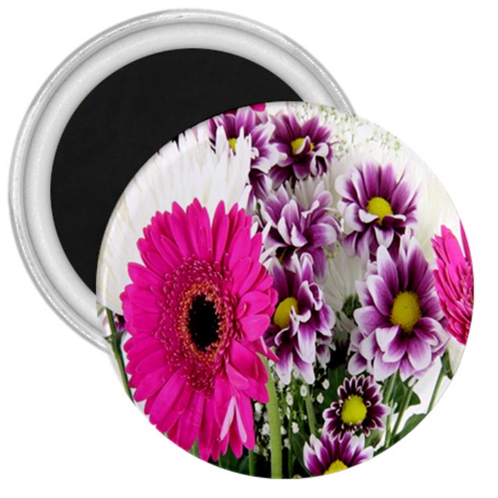 Purple White Flower Bouquet 3  Magnets