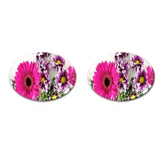 Purple White Flower Bouquet Cufflinks (oval) by Simbadda