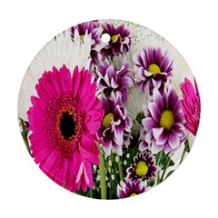 Purple White Flower Bouquet Round Ornament (two Sides)