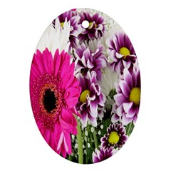 Purple White Flower Bouquet Oval Ornament (two Sides) by Simbadda