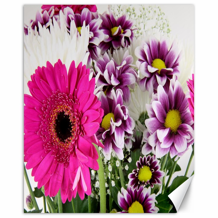 Purple White Flower Bouquet Canvas 16  x 20  