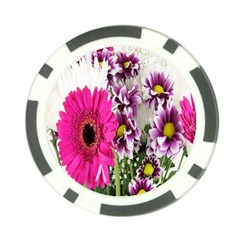 Purple White Flower Bouquet Poker Chip Card Guard by Simbadda