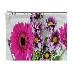 Purple White Flower Bouquet Cosmetic Bag (xl) by Simbadda