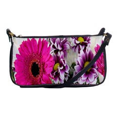 Purple White Flower Bouquet Shoulder Clutch Bags by Simbadda