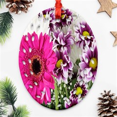 Purple White Flower Bouquet Ornament (oval Filigree)