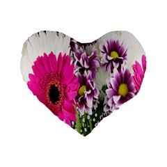 Purple White Flower Bouquet Standard 16  Premium Heart Shape Cushions by Simbadda