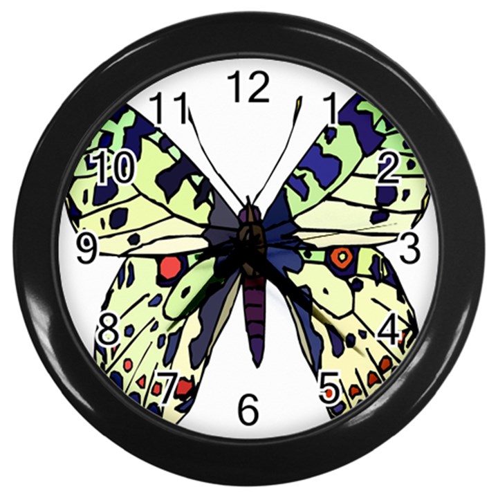 A Colorful Butterfly Image Wall Clocks (Black)