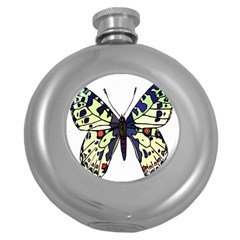 A Colorful Butterfly Image Round Hip Flask (5 Oz) by Simbadda