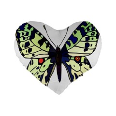 A Colorful Butterfly Image Standard 16  Premium Flano Heart Shape Cushions by Simbadda