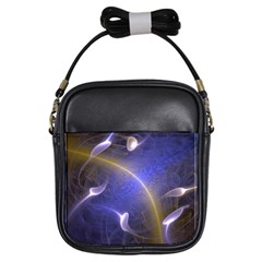 Fractal Magic Flames In 3d Glass Frame Girls Sling Bags by Simbadda