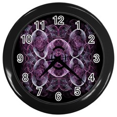 Fractal In Lovely Swirls Of Purple And Blue Wall Clocks (black) by Simbadda