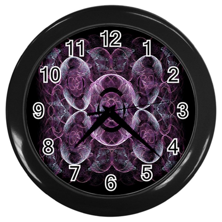 Fractal In Lovely Swirls Of Purple And Blue Wall Clocks (Black)