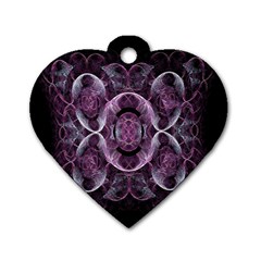 Fractal In Lovely Swirls Of Purple And Blue Dog Tag Heart (one Side) by Simbadda