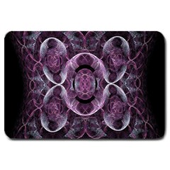 Fractal In Lovely Swirls Of Purple And Blue Large Doormat  by Simbadda