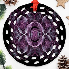 Fractal In Lovely Swirls Of Purple And Blue Ornament (round Filigree) by Simbadda