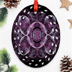 Fractal In Lovely Swirls Of Purple And Blue Oval Filigree Ornament (two Sides) by Simbadda