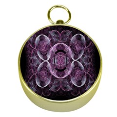 Fractal In Lovely Swirls Of Purple And Blue Gold Compasses by Simbadda