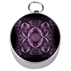 Fractal In Lovely Swirls Of Purple And Blue Silver Compasses by Simbadda