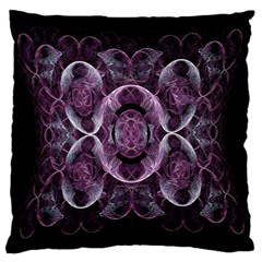 Fractal In Lovely Swirls Of Purple And Blue Large Flano Cushion Case (one Side) by Simbadda