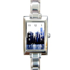 Abstract Of Downtown Chicago Effects Rectangle Italian Charm Watch by Simbadda