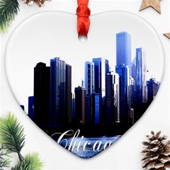 Abstract Of Downtown Chicago Effects Ornament (heart) by Simbadda