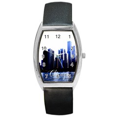 Abstract Of Downtown Chicago Effects Barrel Style Metal Watch by Simbadda