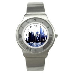 Abstract Of Downtown Chicago Effects Stainless Steel Watch by Simbadda