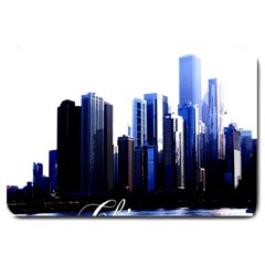 Abstract Of Downtown Chicago Effects Large Doormat  by Simbadda