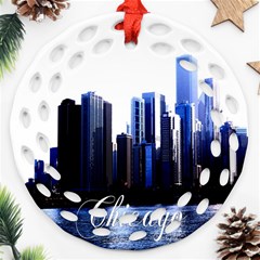 Abstract Of Downtown Chicago Effects Round Filigree Ornament (two Sides) by Simbadda