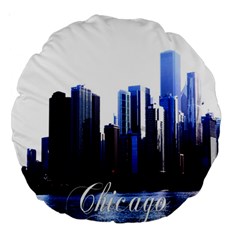 Abstract Of Downtown Chicago Effects Large 18  Premium Round Cushions by Simbadda