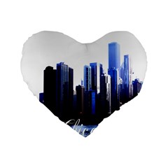 Abstract Of Downtown Chicago Effects Standard 16  Premium Heart Shape Cushions by Simbadda