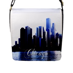 Abstract Of Downtown Chicago Effects Flap Messenger Bag (l)  by Simbadda