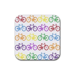 Rainbow Colors Bright Colorful Bicycles Wallpaper Background Rubber Coaster (square)  by Simbadda