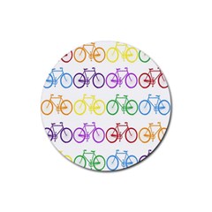 Rainbow Colors Bright Colorful Bicycles Wallpaper Background Rubber Round Coaster (4 Pack)  by Simbadda