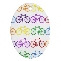 Rainbow Colors Bright Colorful Bicycles Wallpaper Background Oval Ornament (two Sides) by Simbadda