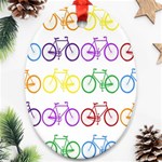 Rainbow Colors Bright Colorful Bicycles Wallpaper Background Oval Ornament (Two Sides) Front