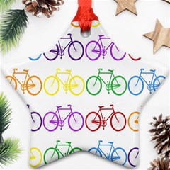 Rainbow Colors Bright Colorful Bicycles Wallpaper Background Star Ornament (two Sides) by Simbadda