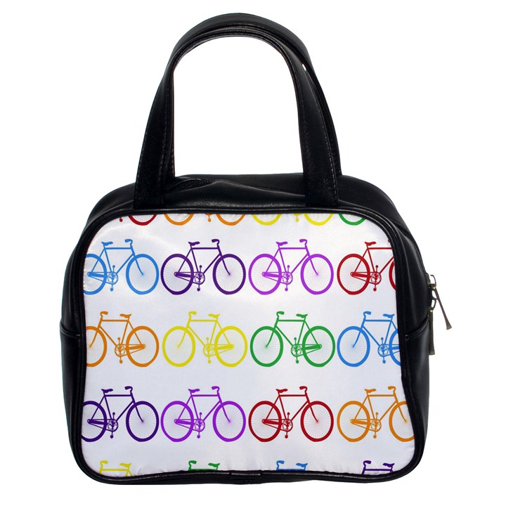 Rainbow Colors Bright Colorful Bicycles Wallpaper Background Classic Handbags (2 Sides)