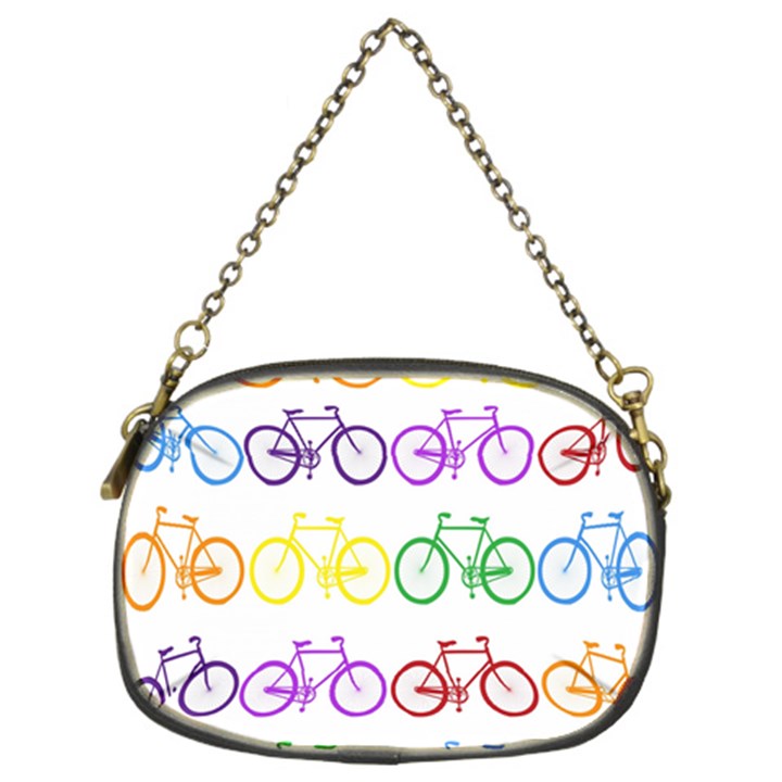 Rainbow Colors Bright Colorful Bicycles Wallpaper Background Chain Purses (Two Sides) 