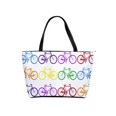 Rainbow Colors Bright Colorful Bicycles Wallpaper Background Shoulder Handbags by Simbadda