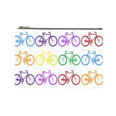 Rainbow Colors Bright Colorful Bicycles Wallpaper Background Cosmetic Bag (large)  by Simbadda