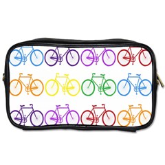 Rainbow Colors Bright Colorful Bicycles Wallpaper Background Toiletries Bags by Simbadda