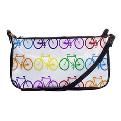 Rainbow Colors Bright Colorful Bicycles Wallpaper Background Shoulder Clutch Bags by Simbadda